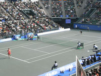 全日本テニス 女子決勝の試合中