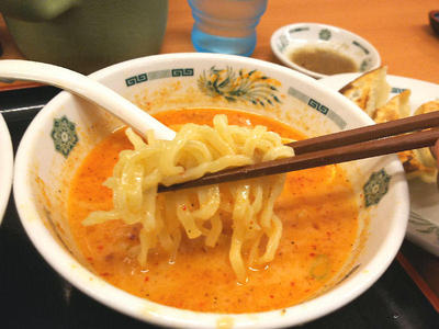 エビ辛とんこつつけ麺 麺あげ