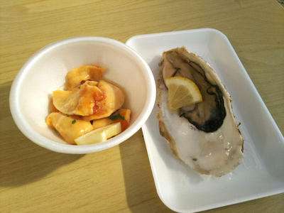 生牡蠣とホヤの刺し身