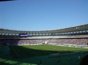 晴天の試合前の味の素スタジアム