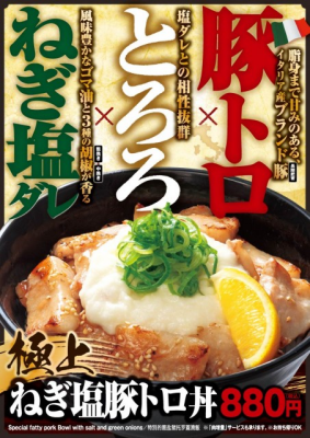 伝説のすた丼屋 極上ねぎ塩豚トロ丼