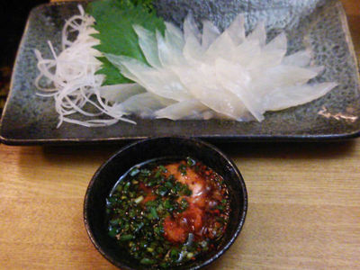 皮はぎの刺し身 肝ポン酢