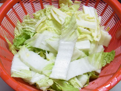 白菜を切ったところ