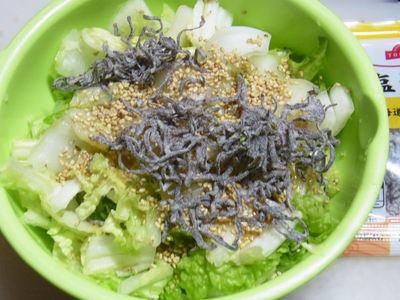 はくさいに具材をのせたところ