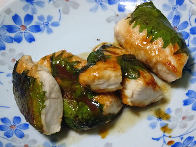ささみの大葉味噌焼き