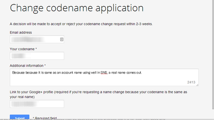Change codename application