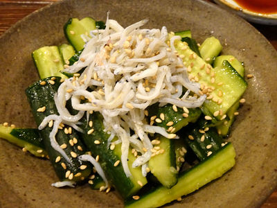 たたき胡瓜としらす