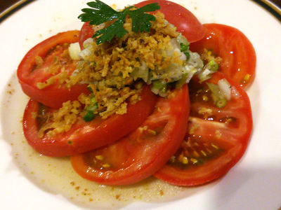 冷やしトマトのねぎソースがけ