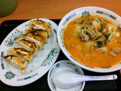もつ野菜ラーメンの餃子