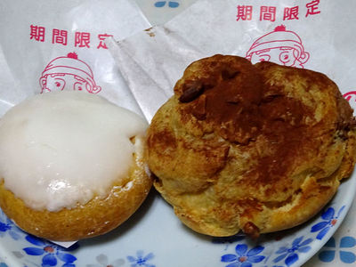 生チョコシューと白雪だいふくシュー