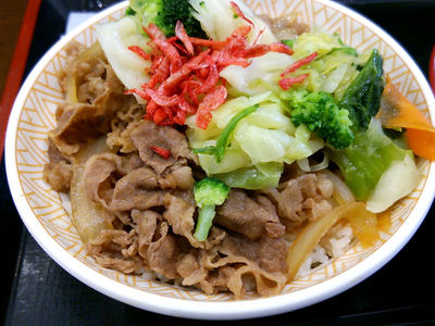 えび塩キャベツ牛丼