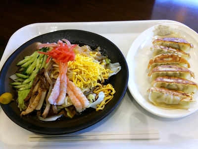 冷やし中華と焼き餃子