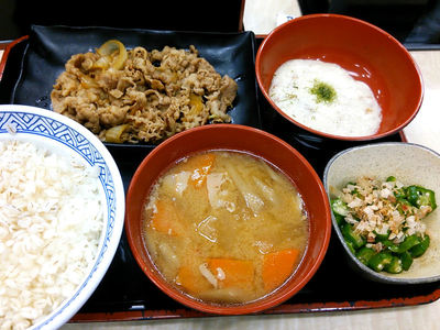 麦とろ牛皿定食