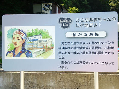 袖ヶ浦漁港 ロケ地看板