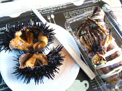 ウニとイカ焼き