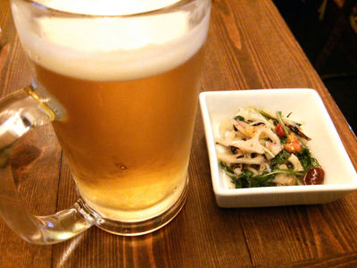 まずは一杯 ビールとお通し