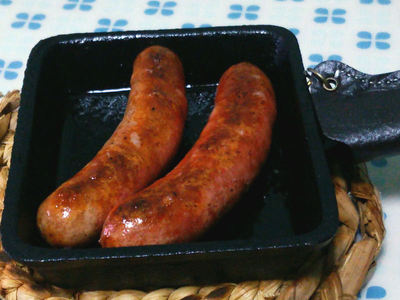 ダイソースキレットで石見ソーセージ焼き