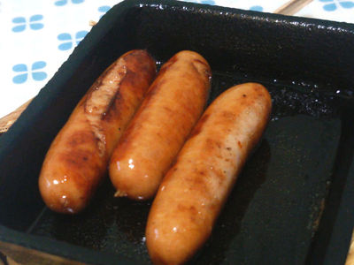 ダイソースキレットで赤城ソーセージ焼き 