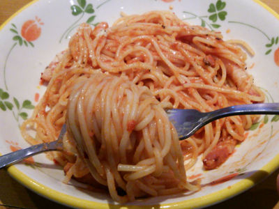 アマトリチャーナ ロッソ 麺上げ
