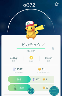 ピカチュウ サトシ帽 ゲット