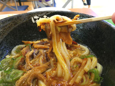 サンラーうどん  麺上げ