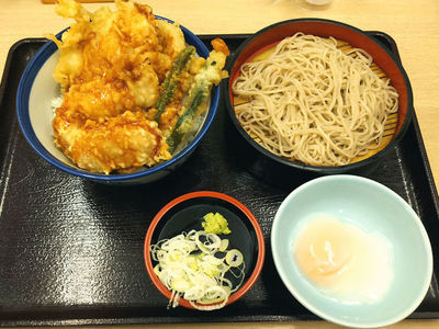 柚子こしょう鶏天丼+小そば