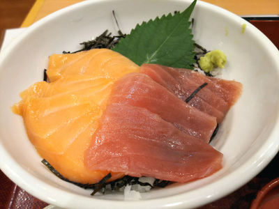 サーモンまぐろ二味丼
