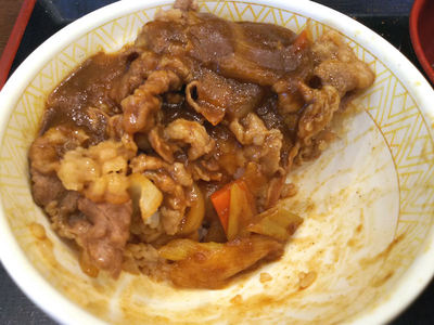 カレー南蛮牛丼 残り半分