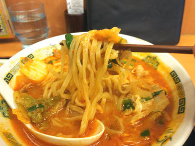 チゲ味噌ラーメン 麺上げ