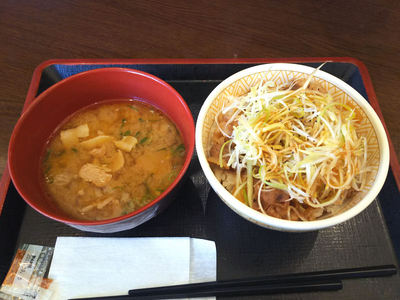 白髪ねぎ牛丼と豚汁
