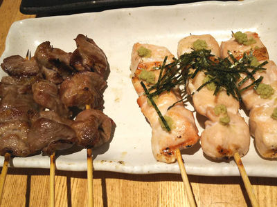 サフォーククロスラムとささみわさび串