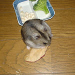 ユウキも乾燥りんごチップを食べています