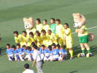 試合前のジェフ選手たち