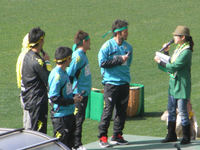 両キャプテンと副キャプテン 岡本、坂本と深井、勇人