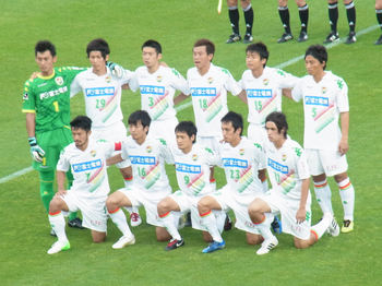 試合前のジェフの選手たち