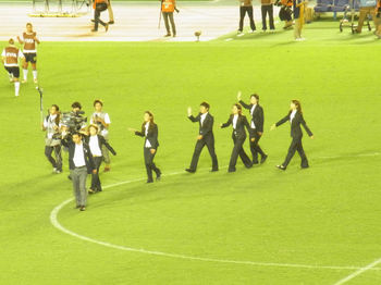 ハーフタイムになでしこジャパンの選手がお目見え