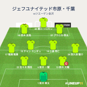 vsツエーゲン金沢 先発メンバー