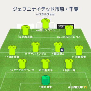 vsベガルタ仙台 試合終了時のメンバー