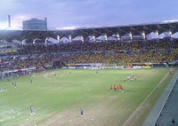 試合前のアップ中