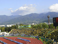 ジェフゴール裏ときれいな山並み