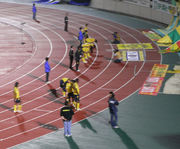 試合後、ゴール裏に来た選手達