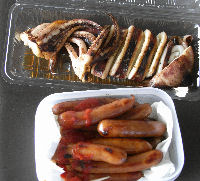 喜作のソーセージ盛りといか焼き