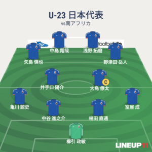 U-23日本代表vsU-23南アフリカ 先発メンバー